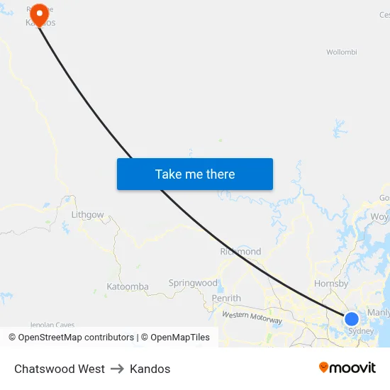 Chatswood West to Kandos map