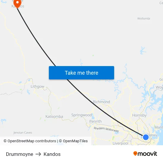 Drummoyne to Kandos map
