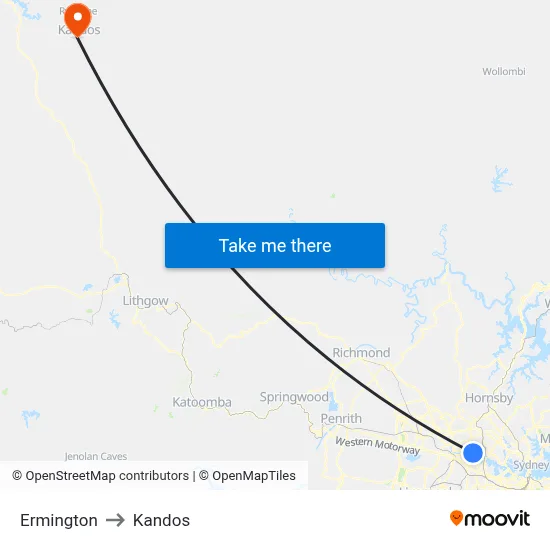 Ermington to Kandos map