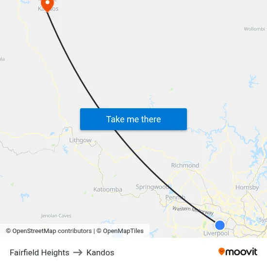 Fairfield Heights to Kandos map