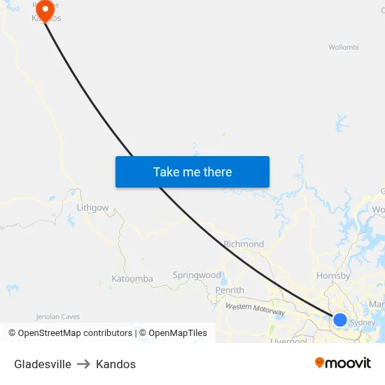 Gladesville to Kandos map