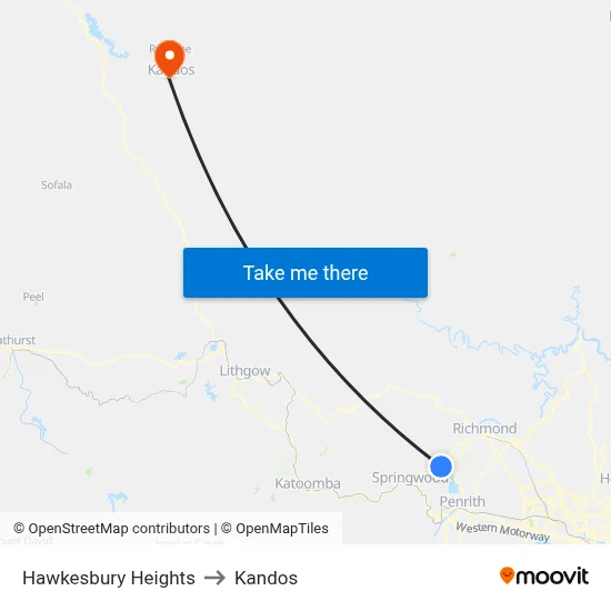 Hawkesbury Heights to Kandos map