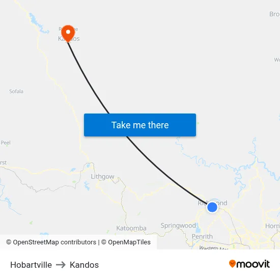 Hobartville to Kandos map