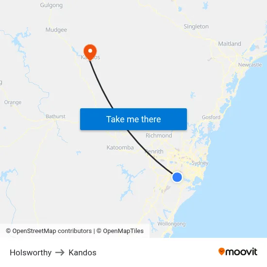 Holsworthy to Kandos map