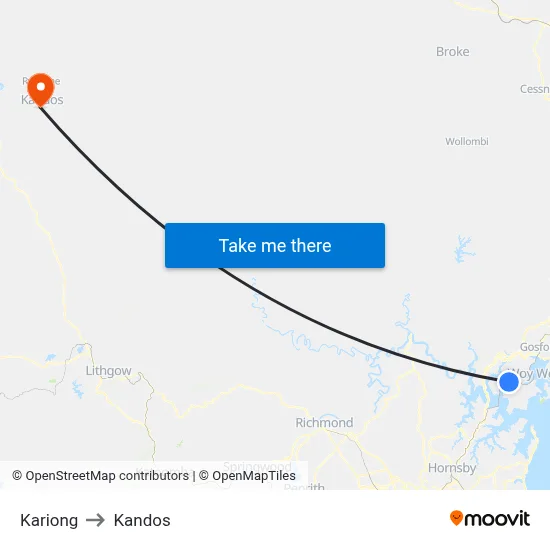 Kariong to Kandos map