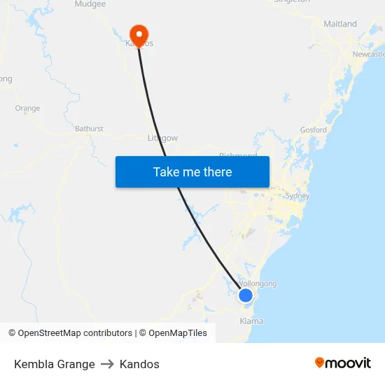 Kembla Grange to Kandos map