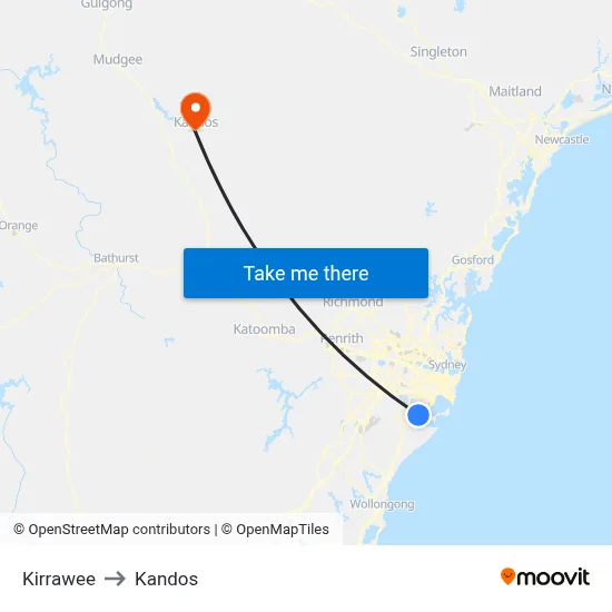 Kirrawee to Kandos map