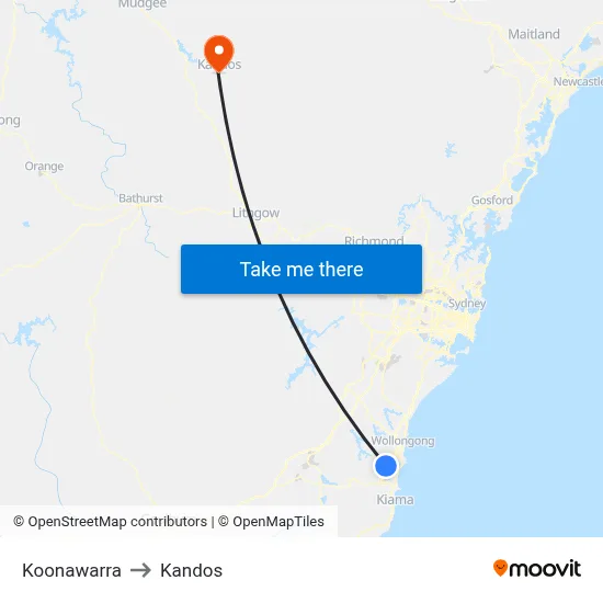 Koonawarra to Kandos map