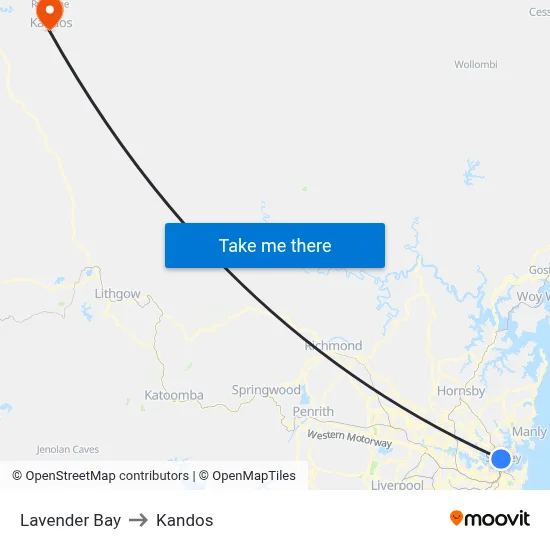 Lavender Bay to Kandos map