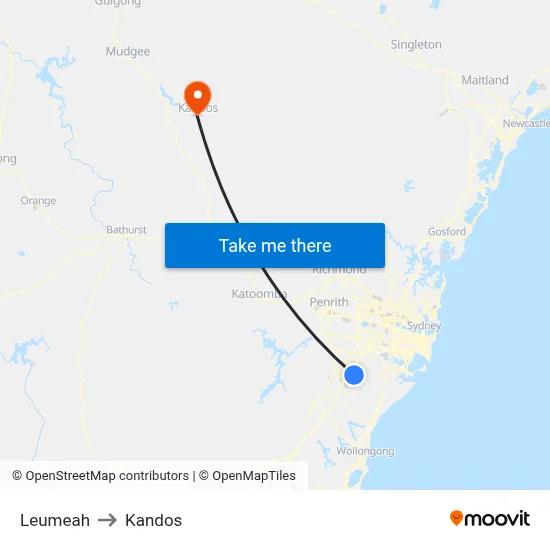 Leumeah to Kandos map