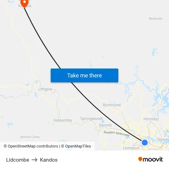 Lidcombe to Kandos map