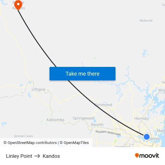 Linley Point to Kandos map