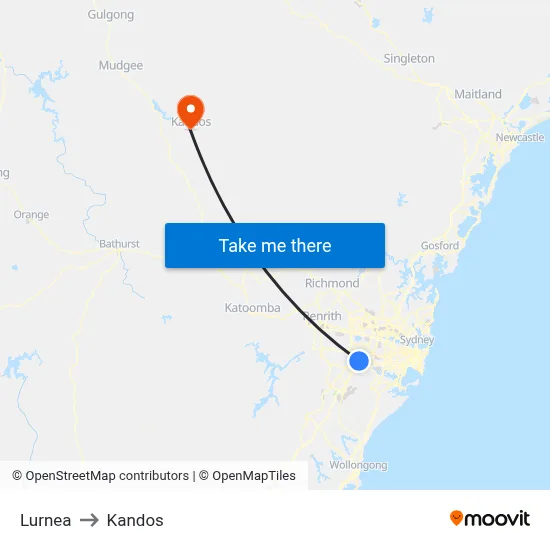 Lurnea to Kandos map