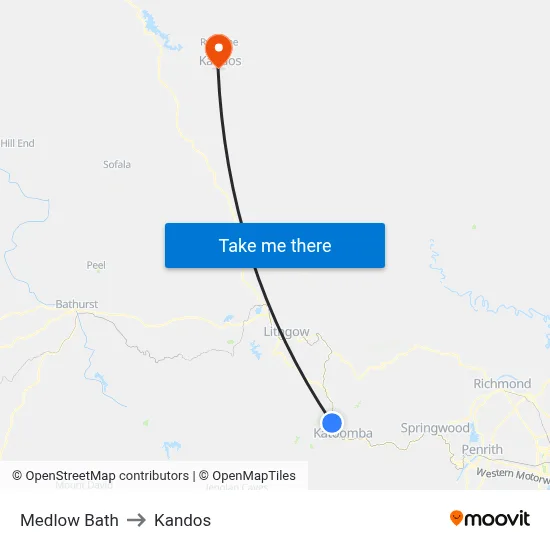 Medlow Bath to Kandos map