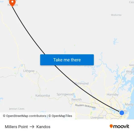 Millers Point to Kandos map