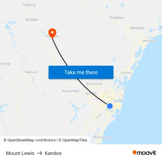 Mount Lewis to Kandos map