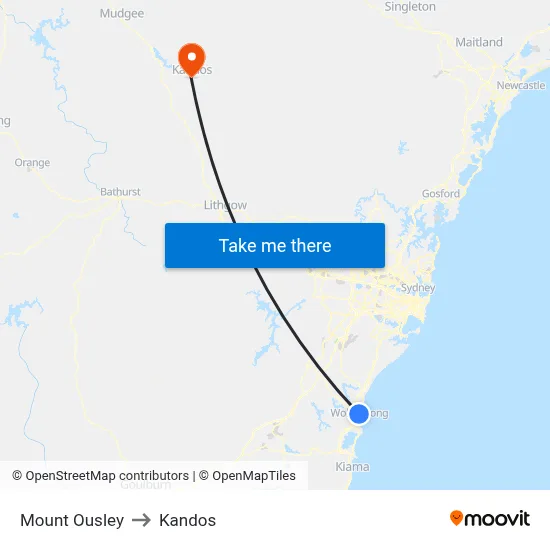Mount Ousley to Kandos map