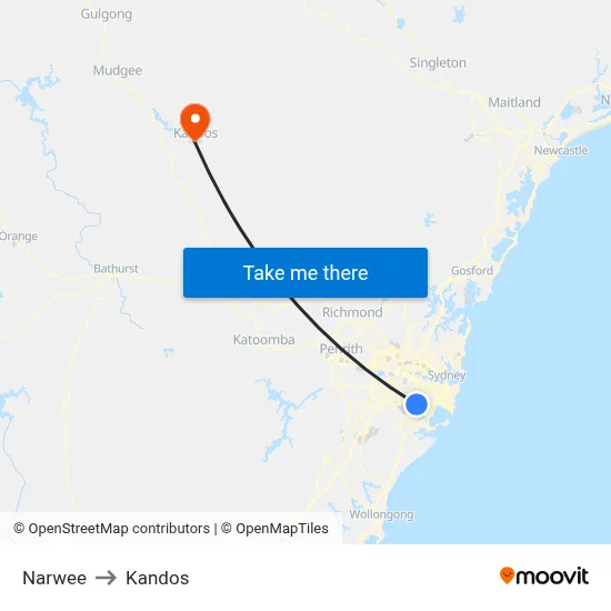 Narwee to Kandos map