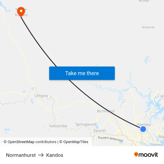 Normanhurst to Kandos map