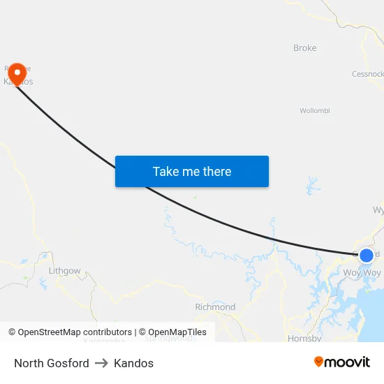 North Gosford to Kandos map