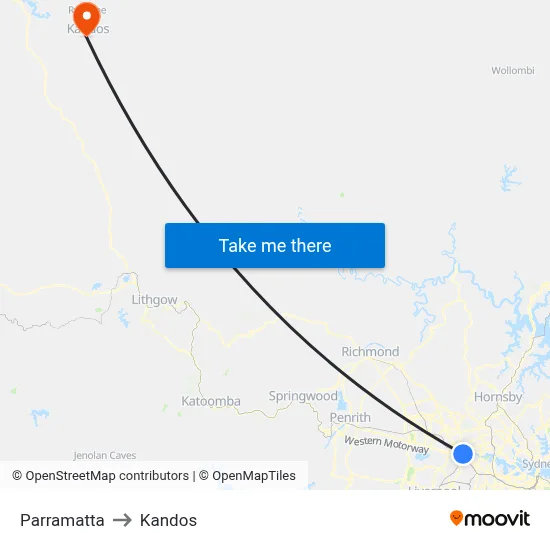 Parramatta to Kandos map