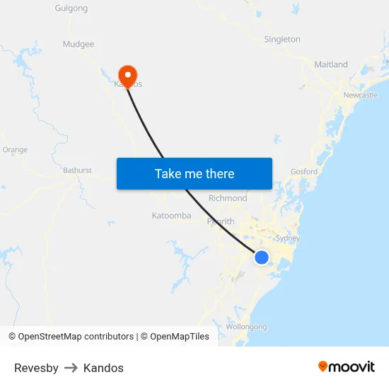 Revesby to Kandos map