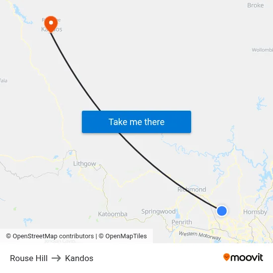 Rouse Hill to Kandos map