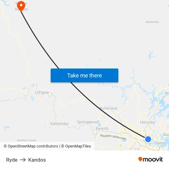 Ryde to Kandos map