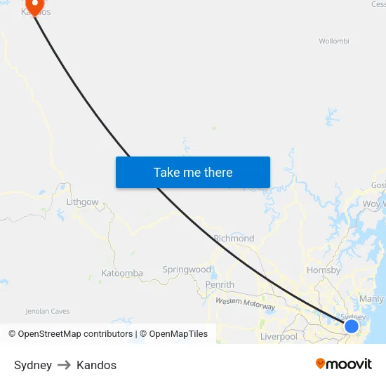 Sydney to Kandos map