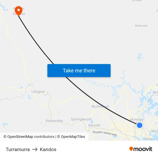 Turramurra to Kandos map