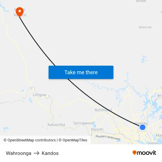 Wahroonga to Kandos map