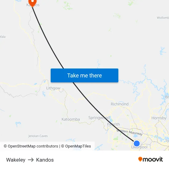 Wakeley to Kandos map