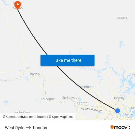 West Ryde to Kandos map