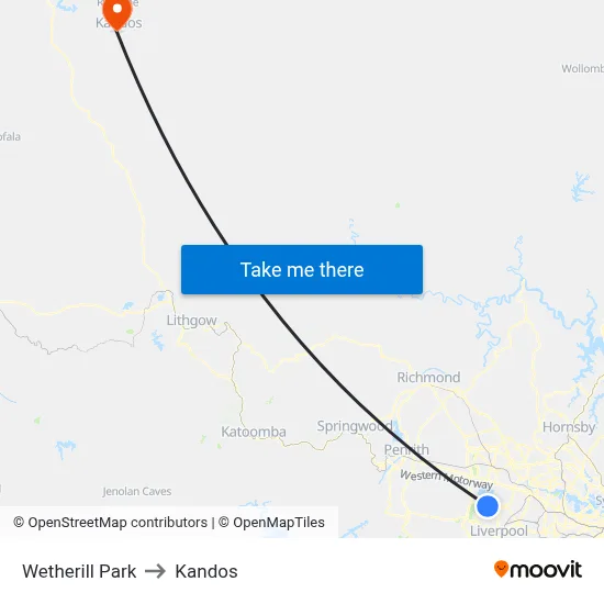 Wetherill Park to Kandos map