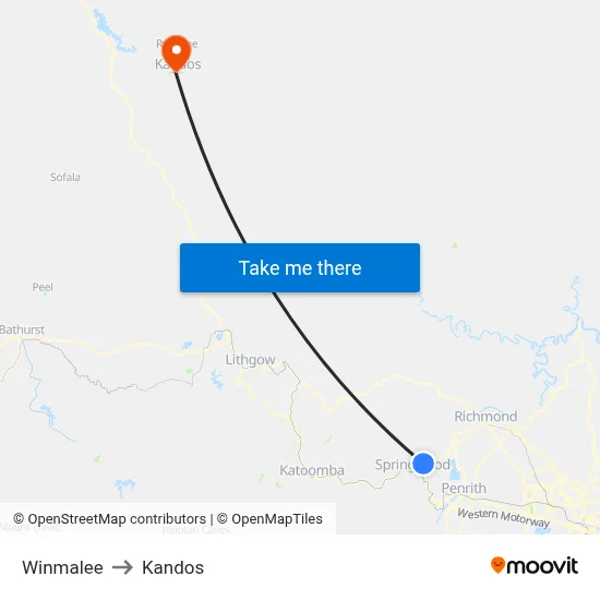 Winmalee to Kandos map