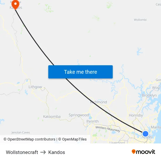 Wollstonecraft to Kandos map