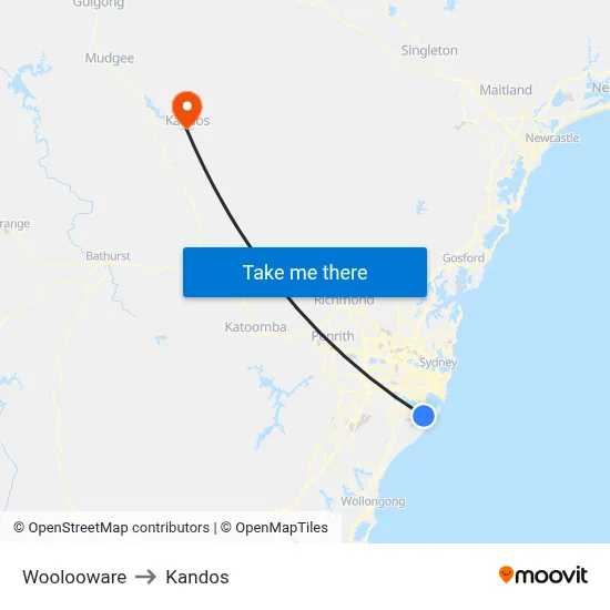 Woolooware to Kandos map