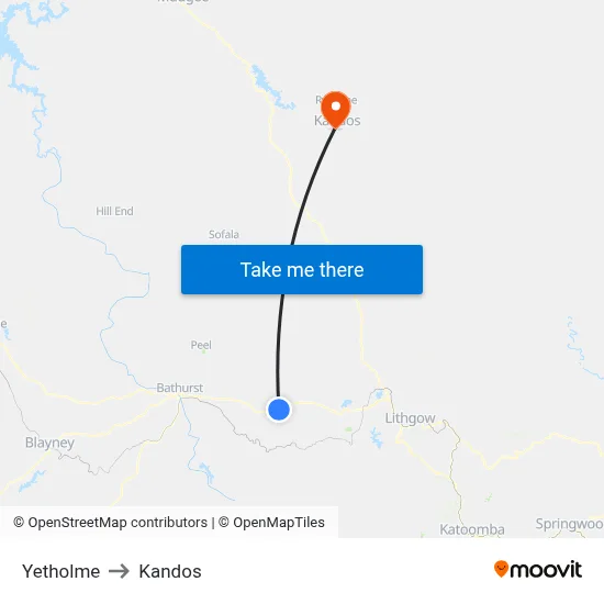 Yetholme to Kandos map