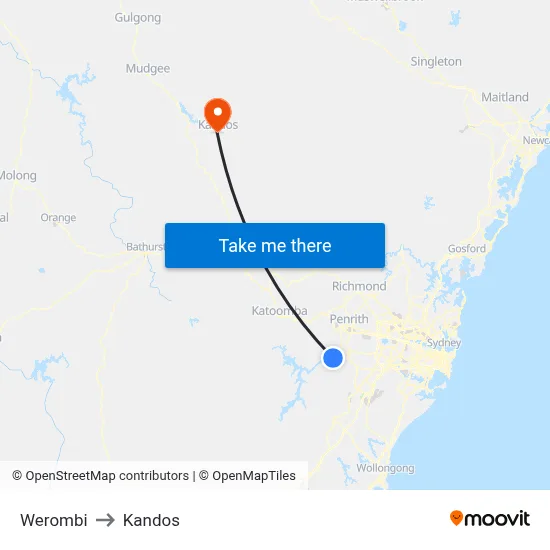Werombi to Kandos map