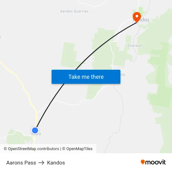Aarons Pass to Kandos map