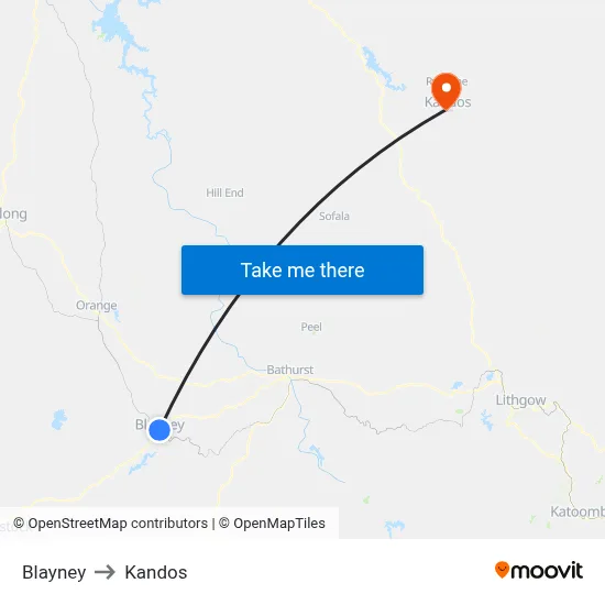Blayney to Kandos map