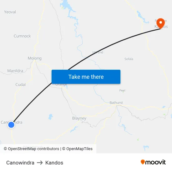 Canowindra to Kandos map