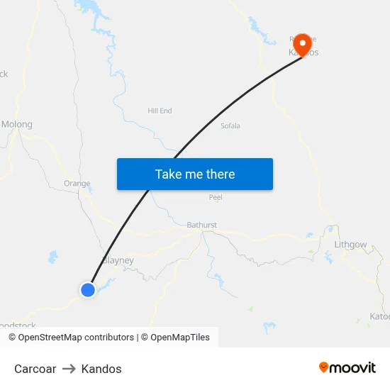 Carcoar to Kandos map