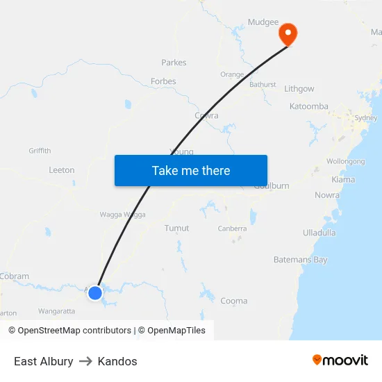 East Albury to Kandos map