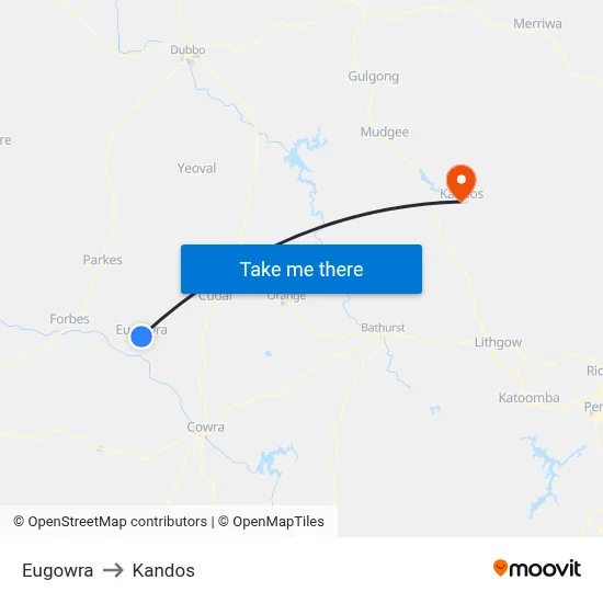 Eugowra to Kandos map