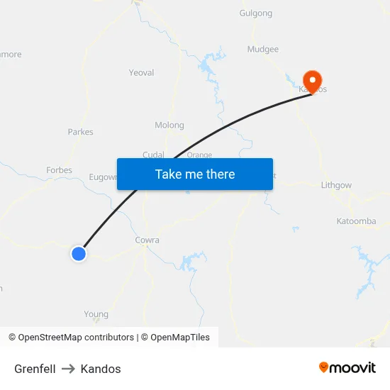 Grenfell to Kandos map