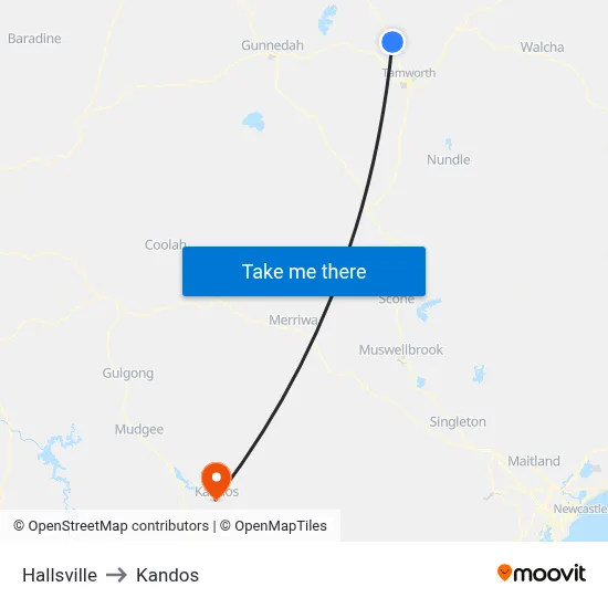 Hallsville to Kandos map