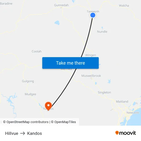 Hillvue to Kandos map