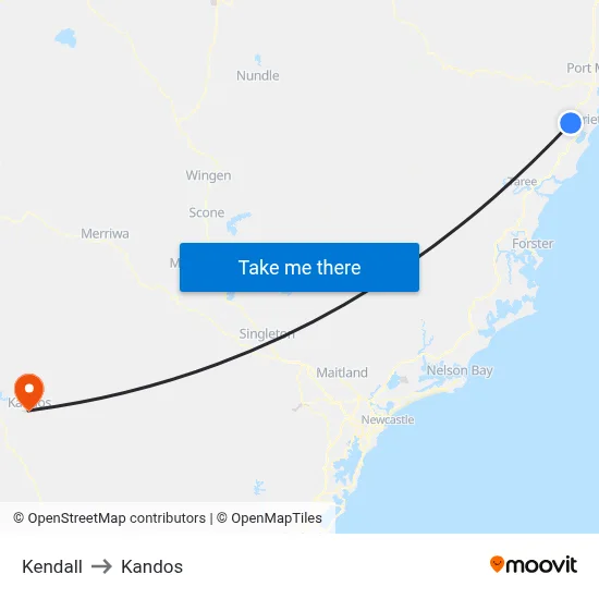 Kendall to Kandos map
