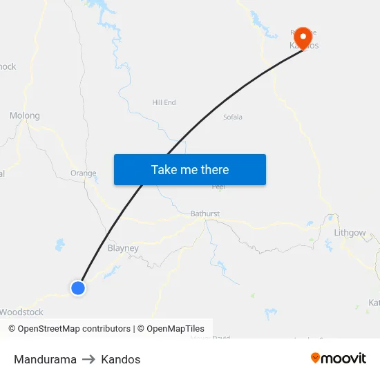 Mandurama to Kandos map